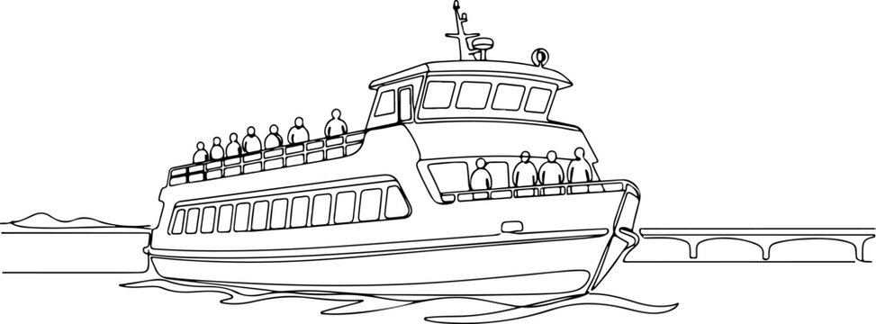 Ferry boat sailing through calm waters with passengers on board