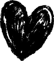 Grunge heart vector love symbol with rough texture and hand drawn sketch style for romantic design and tattoo art