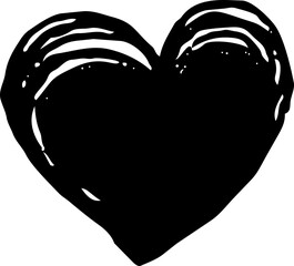 Grunge heart vector love symbol with rough texture and bold black shape for romantic graphic design and modern valentine art