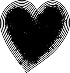 Heart grunge vector love illustration with rough sketch line art creating romantic handmade graphic design feeling artistic and bold