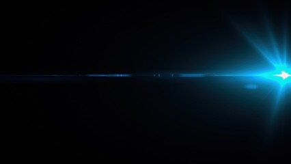 Abstract blue light burst with lens flare on stark black background © Sunlight