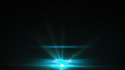 Fototapeta premium Glowing blue light burst on dark background with radiating beams