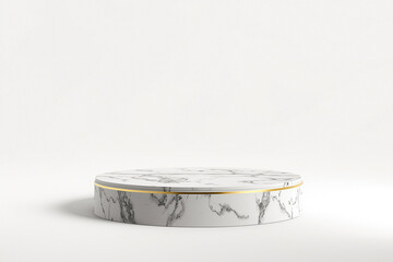 Elegant marble display pedestal with gold trim