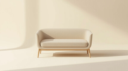 Minimalist modern sofa in soft lighting environment