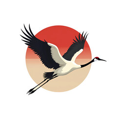 Fototapeta premium Japanese crane longevity icon