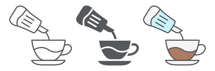 Sugar line icon, drink and sweet, sugar and cup sign, vector graphics, a linear pattern on a white background.