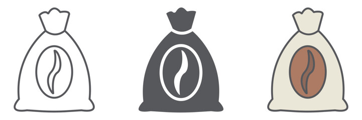 Coffee bag line icon, coffee and food, coffee package sign, vector graphics, a linear pattern on a white background.