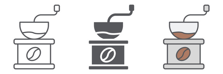 Coffee grinder line icon, drink and equipment, coffe milling sign, vector graphics, a linear pattern on a white background.
