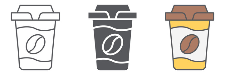 Coffe street cup line icon, coffee and drink, paper cup sign, vector graphics, a linear pattern on a white background.