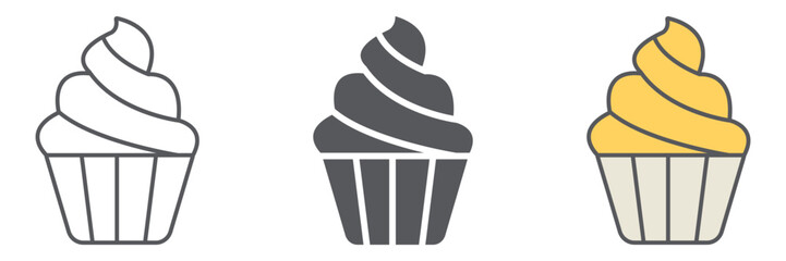 Cupcake line icon, sweet and food, muffin sign, vector graphics, a linear pattern on a white background.