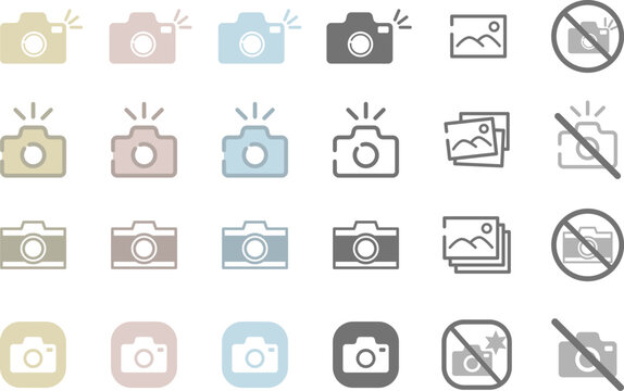 カメラ撮影のシンプルなアイコン素材セット / vector eps
