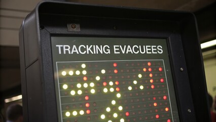 Fototapeta premium Digital Display Board Indicating Tracking of Evacuated Individuals