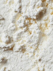 Macro texture of fresh white Italian ricotta cheese top view
