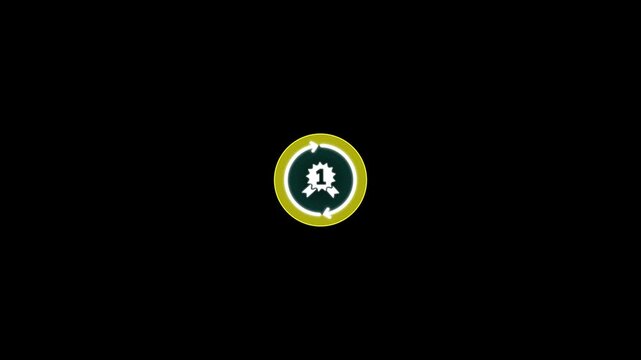 Animated no.one icon with circular arrow loop on black background