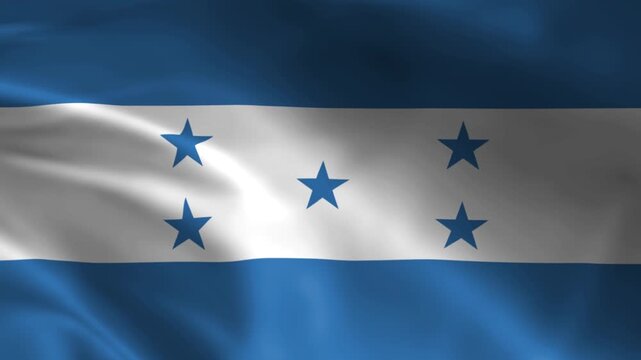 Waving flag of Honduras a national symbol with blue and white stripes and five blue stars representing patriotism and national pride