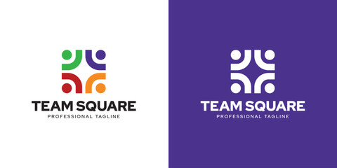 Modern Abstract Team Square Logo Design for Corporate Branding