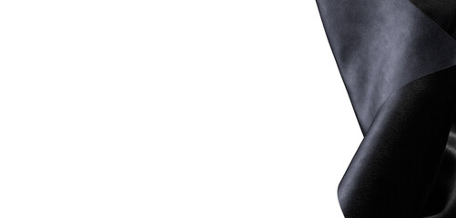 Black textile fabric isolated against white background. Perfect for designers, fashion, and creating sophisticated visua