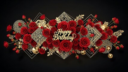 Elegant birthday greeting with red roses