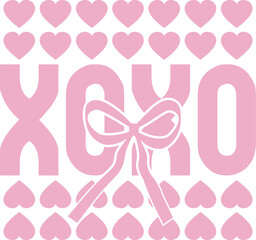 Fototapeta premium XOXO Valentine's day typography text on plain white transparent isolated background for card, shirt, hoodie, sweatshirt, apparel, tag, mug, icon, poster or badge