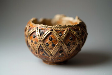 Intricate handcrafted ceramic bowl with lattice design