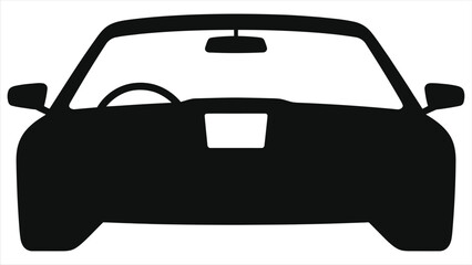 Obraz premium Front View Modern Car Silhouette, Smart AI-Powered Automobile Vector Illustration. Minimalist Black Flat Vehicle Icon, Ideal for Autonomous Driving Concepts, AI Car Dashboard Design, Automotive 