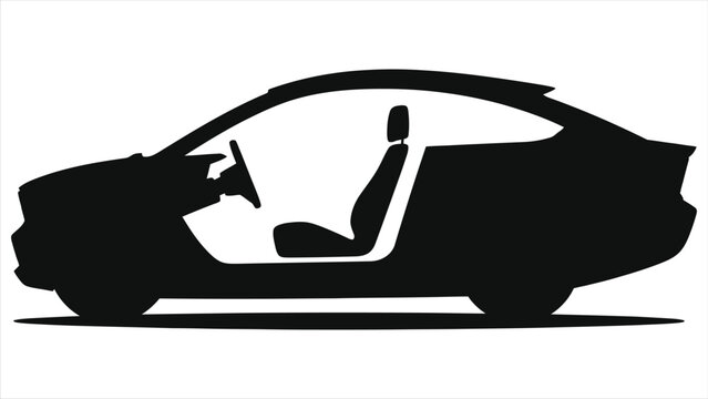 Smart Car Dashboard Vector Icon with AI Technology Interface, Autonomous Self-Driving Vehicle Interior Silhouette, Futuristic Intelligent Transport System, Digital Cockpit Display Graphic Element