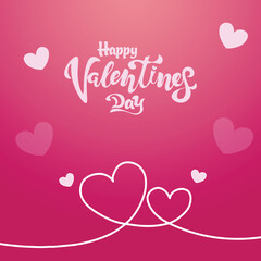 Happy Valentine's Day greeting card design featuring a romantic pink heart pattern and vector art illustration for a holiday celebration of love and wedding romance