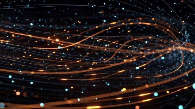 Flie&szlig;ende Datenstr&ouml;me in futurischem Neonlicht