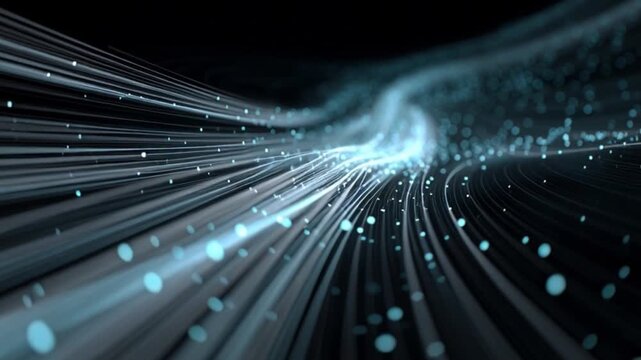 Flie&szlig;ende Datenstr&ouml;me in futurischem Neonlicht