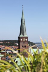 View of the cathedral of Aarhus in Denmark from a rooftop