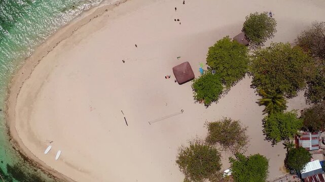 Top view sandy tropical beach