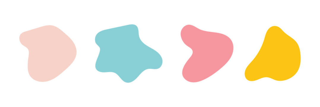 Organic shape round form set. Colorful doodle abstract liquid blob, wavy different form. EPS10