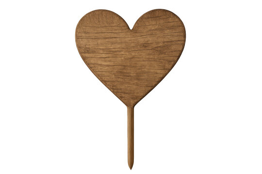 Wooden heart shape sign on a stick