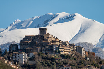 Veduta di Trevi nel Lazio con il Monte Viglio - Frosinone - Lazio - Italia