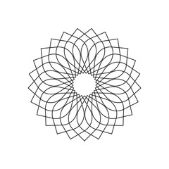 Obraz premium Floral Mandala Seamless Pattern Black Outline Repeating Vector Background