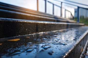 Wet Staircase After Rain Creating Slippery Conditions for Emergencies