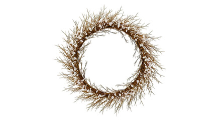 Fototapeta premium Rustic Wreath with White Flowers and Twigs