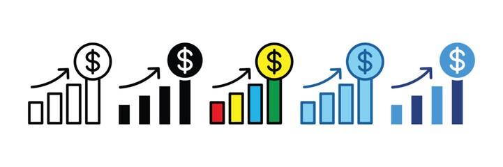 Revenue  Icon Set Multiple Style Collection