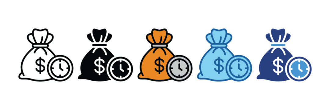 Hourly Rate  Icon Set Multiple Style Collection