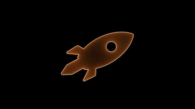 Animated rocket linear icon representing startup launch, growth, innovation and success concept. Ideal for business presentations, explainer videos, interfaces, apps, marketing visuals.