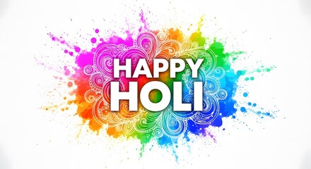 Obraz premium Vibrant holi celebration background with happy holi text