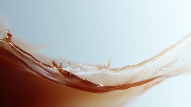Abstract liquid splash, elegant and dynamic, for premium beverage ad, soft diffused glow, minimal composition, generic props only