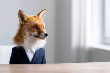 Obraz premium Stylish Fox in Modern Suit Representing Clever Branding Concept