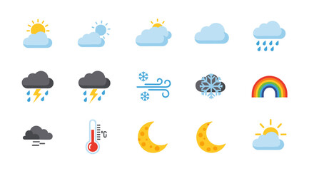 Fototapeta premium Collection of Weather Icons Representing Different Atmospheric Conditions.