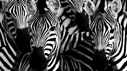 Fototapeta premium Seamless Zebra Print Pattern Design Featuring High Contrast Black and White Tones Suitable for Textile Applications and Decor