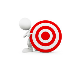 Business goal achievement concept with 3d character and target.