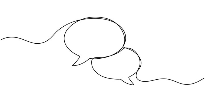 Speech bubble continuous one line art drawing conversation chat speech bubble vector illustration