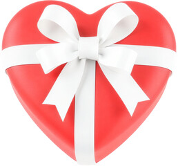 White Ribbon Red Heart 3D Gift Box_Valentine's Day Gift Box