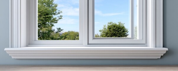 Obraz premium Photorealistic Close-Up Detail of Newly Installed Home Window with Scenic View