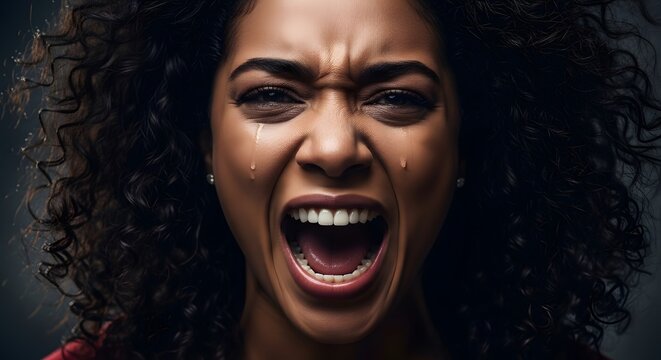 Empowered woman screaming for equality on international women's day